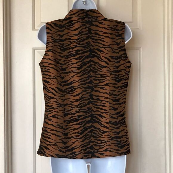 NWOT EP Pro Sleeveless Tiger Print Collared Golf Blouse - Picture 11 of 14